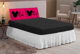 jogo lençol casal queen 03 peças ELE/ELE Pink Preto
