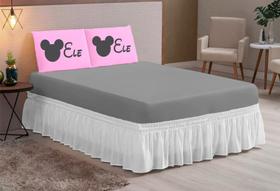jogo lençol casal queen 03 peças ELE/ELE Rosa Cinza