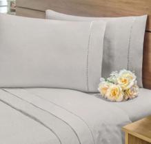 Jogo Lençol Casal Queen Ponto Palito 3 Pcs 180 Fios Algodão