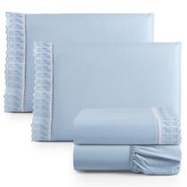 Jogo Lençol Casal Suave Barrado Lese 4 Peças Barato - ul Jogo Lençol Casal Suave Barrado Lese 4 Peças Barato - ul