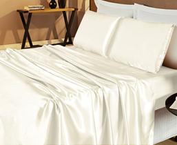 Jogo Lençol Casal Super King Cetim Alto Brilho 4 Peças