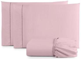 Jogo Lençol Casal Toque Macio 3 Peças Percal 400 Fios Rosa Jogo Lençol Casal Toque Macio 3 Peças Percal 400 Fios Rosa