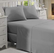 Jogo Lençol Cinza Casal King 4 Peças Algodão Percal 150 Fios Jogo Lençol Cinza Casal King 4 Peças Algodão Percal 150 Fios