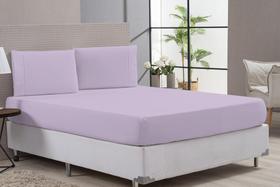 Jogo Lençol Com Fronha Ponto Palito 80% Algodão Queen Lilás