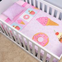 Jogo Lençol de Berço Americano 2 Peças Cama Infantil Bebês Estampado Infantil Divertidos