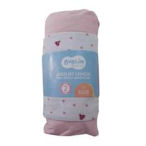 Jogo lençol de berço americano bublim 2 peças - rosa joaninha