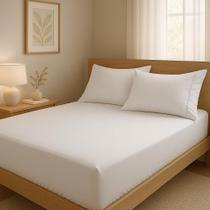 Jogo Lençol de cama Queen 400 Fios 3 Peças algodao com elastico