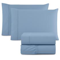 jogo Lençol de cama Queen 400 Fios 4 Peças 100% algodao com elastico