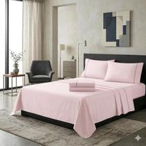 jogo Lençol de cama Queen 400 Fios 4 Peças 100% algodao com elastico