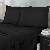Jogo Lençol Elastico 300 Fios Queen 4 Peças Hotel Preto