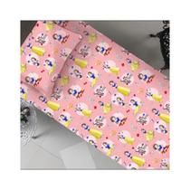 Jogo Lençol Elástico Infantil Fronha Malha Algodão Branca de Neve