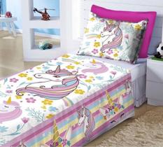 Jogo Lençol + Fronha Infantil Unicórnio