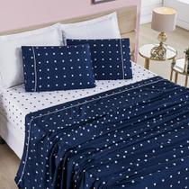 Jogo lençol King Balls Micropercal 200Fios 4pç 100% Poliéster - Marinho