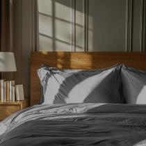 Jogo Lençol King Percal 400 Fios 4 Pçs Extra Mac Cinza Ice