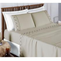 Jogo Lençol King size 4 Peças Bordado Micropercal 400 Fios Infinity