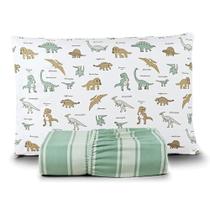Jogo Lençol Lutti Infantil 200 Fios 2 Peças Dinossauro Verde