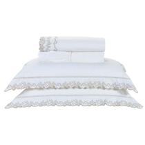 Jogo Lençol Luxo Yara Casal 4Pçs 200 Fios Bordado 100%