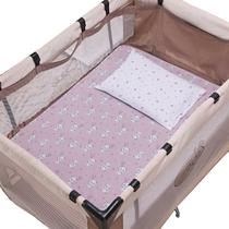 Jogo Lençol Malha Para Berço Cercado 2 Peças 100% Algodão Menina Baby Incomfral Bublim Cor:Panda Rosa