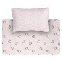 Jogo Lençol Malha Para Berço Cercado 2 Peças 100% Algodão Menina - Baby Incomfral Bublim Cor:Passarinha