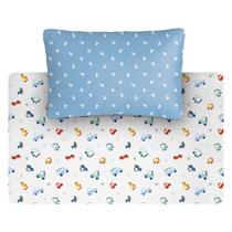 Jogo Lençol Malha Para Berço Cercado 2 Peças 100% Algodão Menino Baby Incomfral Bublim Cor:Carrosauro