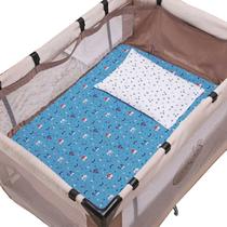 Jogo Lençol Malha Para Berço Cercado 2 Peças 100% Algodão Menino - Incomfral Bublim