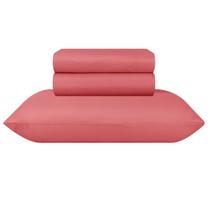 Jogo Lençol Microfibra Cama Solteiro Duplo Paco Milano Coral