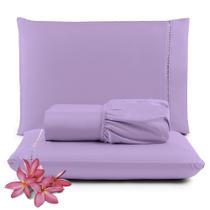 Jogo Lençol Micropercal 400 Fios King 3 Peças - Lilás