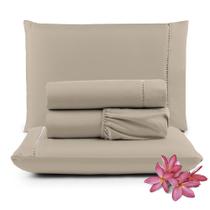 Jogo Lençol Micropercal 400 Fios King 4 Peças - Avelã