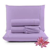 Jogo Lençol Micropercal 400 Fios Queen 4 Peças Lilás