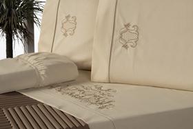 Jogo Lençol p/ Cama King Size Bordado Crivo 4 Peças 100% Algodão 180 Fios