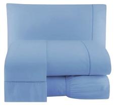 Jogo Lençol Percal 200 Fios Ponto Palito Cama Casal 4pçs Azul Jogo Lençol Percal 200 Fios Ponto Palito Cama Casal 4pçs Azul