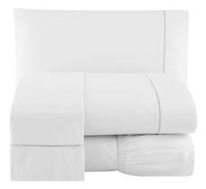 Jogo Lençol Percal 200 Fios Ponto Palito Cama Casal 4pçs Branco Jogo Lençol Percal 200 Fios Ponto Palito Cama Casal 4pçs Branco