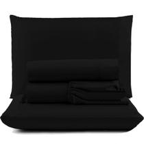Jogo Lençol Pratik Peletizado Padrão 4 Peças Barato - Preto Jogo Lençol Pratik Peletizado Padrão 4 Peças Barato - Preto