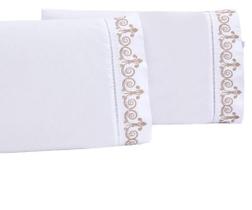 Jogo lençol quarto casal king bordado 3 peças branco caqui Jogo lençol quarto casal king bordado 3 peças branco caqui