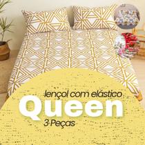 Jogo Lençol Queen 3 peças Estampado - Lençol com Elástico + 2 Fronha : Estampas Sortidas Jogo Lençol Queen 3 peças Estampado - Lençol com Elástico + 2 Fronha : Estampas Sortidas