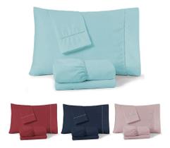 Jogo Lençol Queen 4 Pçs Percal 400 Fios Toque Pluma P Tiffa