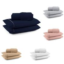 Jogo Lençol Queen 400 Fios 3 Peças Ponto Palito Com Elástico Ideal Para Cama Box