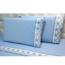 Jogo Lençol Queen Barrado Richilieu Percal 200 Fios 4 Peças Toque Macio Tecido De Excelente Qualidade