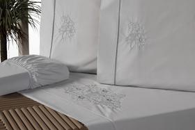 Jogo Lençol Queen Bordado Crivo 4 Peças 200 Fios 100% Algodão Percal