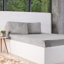 Jogo lencol Queen Microfibra Plush 3 Pcs Cinza Hipertextil