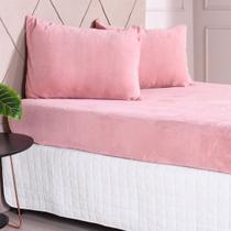 Jogo lencol Queen Microfibra Plush 3 Pcs Rose Hipertextil