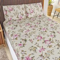 Jogo Lençol Queen Percal 400 Fios 3 Pçs Estampado E Macio