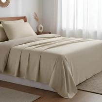 Jogo Lençol Queen Percal 400 Fios Extra Macio Bege Jogo Lençol Queen Percal 400 Fios Extra Macio Bege