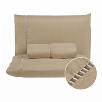 Jogo Lençol Queen Ponto Palito 400 Fios Extra Macio com Elástico e Fronhas Cama Box 3 Peças