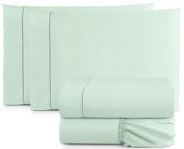 Jogo Lençol Queen Toque Macio 4 Peças Percal 400 Fios Verde Água