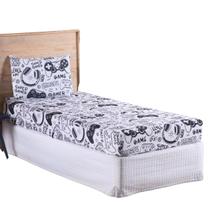 Jogo Lençol Roupa Cama Box Elastico Solteiro 2 Pçs Fronha Quarto Criança Infantil Macio Simples Menino Video Game