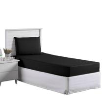 Jogo Lençol Roupa Cama Infantil Solteiro 2 Pçs Fronha Elastico Volta Quarto Criança Menino Menina Preto