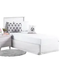 Jogo Lençol Roupa Cama Infantil Solteiro 4 Pçs Fronha Elastico Na Volta Quarto Criança Menino Futebol Branco