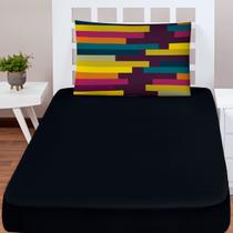 Jogo Lençol Solteiro 2 Peças Percal 180 Fios Estampado Infantil Cama Fronha E Elástico