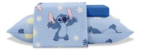 Jogo Lençol Solteiro Disney Stitch Toque Seda 3 Pçs Jolitex Azul
